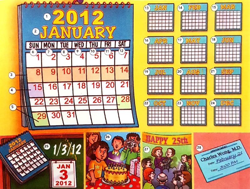 تقویم انگلیسی ، ماه های سال به زبان انگلیسی ، روزهای هفته به انگلیسی ، The Calendar